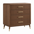 Cómoda 80 x 45 x 100 cm de madera marrón con cuatro cajones estilo moderno
