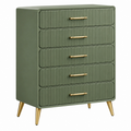 Cómoda de 5 cajones 80 x 40 x 110 cm verde de MDF con patas metálicas estilo moderno