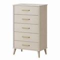 Cómoda 80 x 40 x 120 cm de madera beige con 5 cajones estilo moderno
