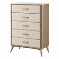 Cómoda 80 x 45 x 120 cm de madera beige con 5 cajones estilo moderno
