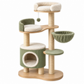 Árbol para gatos 80 x 50 x 160 cm de madera y sisal verde y beige con rascadores y refugio