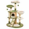 Árbol rascador para gatos 80 x 60 x 145 cm verde y crema con sisal y plataformas
