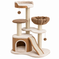 Árbol rascador para gatos 60 x 50 x 140 cm de sisal y madera beige marrón con plataformas y refugio