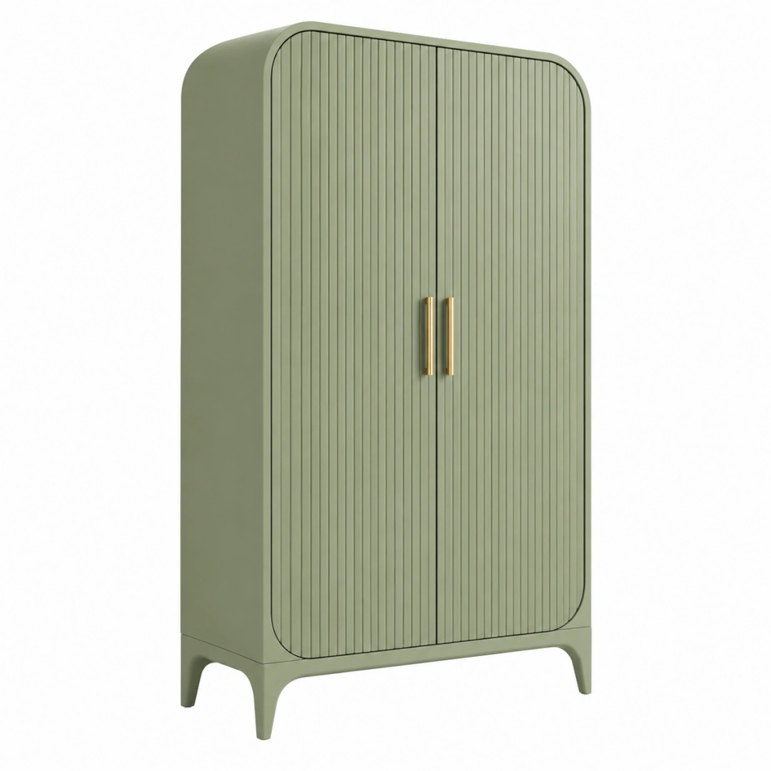Armario 80 x 40 x 180 cm de acero verde con puertas acanaladas