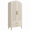 Armario 90 x 50 x 180 cm de madera beige con 2 puertas 2 cajones y estilo moderno