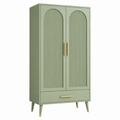 Armario 90 x 45 x 180 cm de madera verde con 2 puertas y cajón de estilo moderno