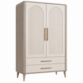 Armario 90 x 45 x 180 cm de madera color crema con 2 puertas y 2 cajones