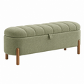 Banco con almacenaje 120 x 45 x 48 cm tapizado verde con patas de madera estilo moderno