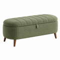 Banco con almacenaje 120 x 45 x 50 cm de tela verde con patas de madera