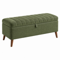 Banco baúl 100 x 40 x 45 cm de tela verde con almacenamiento estilo moderno