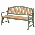 Banco de jardín 122 x 62 x 90 cm de madera y metal verde clásico